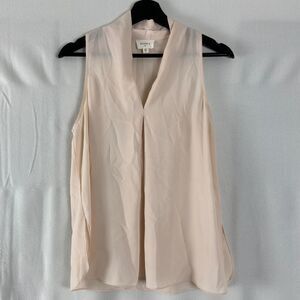 Everly Size S Sheer Sleeveless V Neck Top Pink Casual Blouse Pullover Shirt